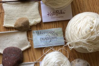Test knit swatches in silk and wool