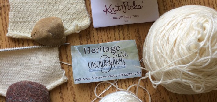 Test knit swatches in silk and wool