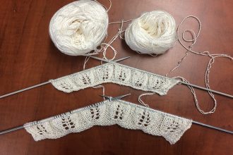 Silk test samples on the needles