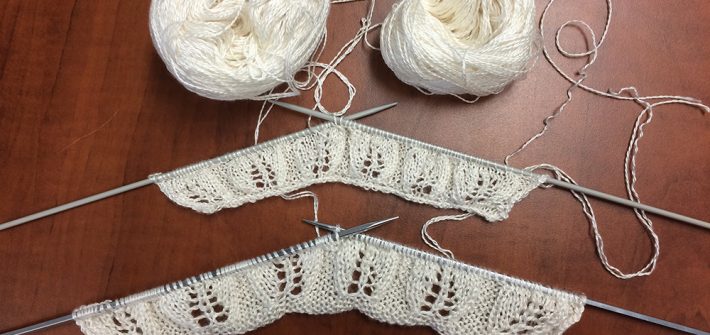 Silk test samples on the needles