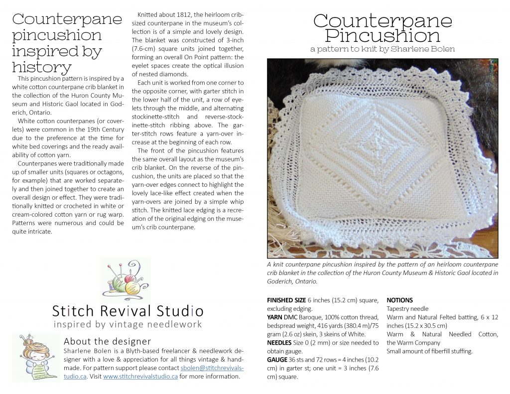 Stitch Revival Studio Counterpane Pincushion Pattern