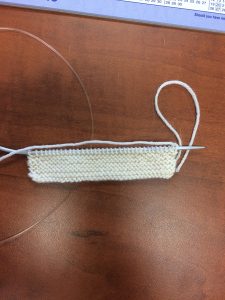 Test swatch square on the needles