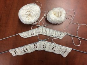 Silk test samples on the needles