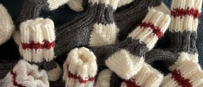 Mini knitted Christmas worksocks 2 Mini knitted Christmas worksocks original and reproductions